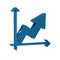 Blue Financial growth increase icon isolated on transparent background. Increasing revenue.