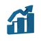 Blue Financial growth increase icon isolated on transparent background. Increasing revenue.