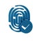 Blue Fingerprint icon isolated on transparent background. ID app icon. Identification sign. Touch id.