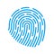 Blue fingerprint isolated on white background. Security scan for your device. Vector illustration