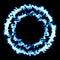 Blue fire in circle / black background.