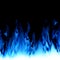 Blue fire from edge of image / black background.