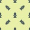 Blue Fire hydrant icon isolated seamless pattern on yellow background. Vector