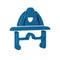 Blue Firefighter helmet or fireman hat icon isolated on transparent background.
