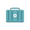 Blue first aid kit icon, flat style