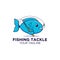 Blue fish with fishing tackle logo design