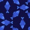 Blue fish seamless pattern