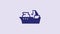 Blue Fishing boat icon isolated on purple background. Fishing trawler. 4K Video motion graphic animation