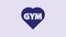 Blue Fitness gym heart icon isolated on purple background. I love fitness. 4K Video motion graphic animation