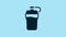 Blue Fitness shaker icon isolated on blue background. Sports shaker bottle with lid for water and protein cocktails. 4K