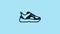 Blue Fitness sneakers shoes for training, running icon isolated on blue background. Sport shoes. 4K Video motion graphic