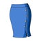 Blue-fitting skirt with slit and buttons. Part strict working style of clothing.Women clothing single icon in cartoon