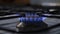Blue Flame on a kitchen Gas Stove, turning gas up creating a bigger flame on the cooker