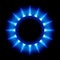 Blue flames of a burning natural gas