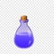 Blue flask icon, cartoon style