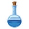 Blue flask of potion icon, cartoon style