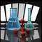 Blue flasks and red molecule scientific compositio