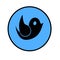 Blue flat button with black bird vector