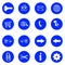 Blue flat buttons with internet icons