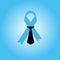Blue flat Cancer Awareness ribbon in tie. Men`s health concept. Vector