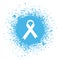 Blue flat Cancer Awarness ribbon with splashes. Men`s health