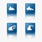 Blue Flat Design Icons, Engineering Machinery, Collection
