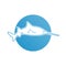 Blue flat logo sawfish for company and business.