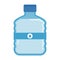 Blue flat plastic water bottle carboy.