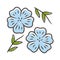 Blue flax plant color icon. Linen wild flower. Spring blossom. Blooming linum wildflower. Isolated vector illustration.