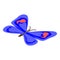 Blue flight butterfly icon, isometric style