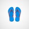 Blue Flip flops pair. Realistic 3d icon. Vector illustration.