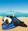 Blue flippers and swimming mask