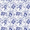 Blue Floral Brush strokes Seamless Pattern Background