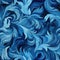 Blue floral design seamless pattern wallpaper with fluid dynamic brushwork (tiled)