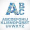 Blue floral font, hand-drawn vector capital alphabet letters dec