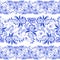 Blue floral ornament in Russian gzhel style