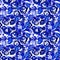 Blue floral seamless pattern in Russian gzhel background