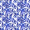 Blue floral seamless pattern in Russian gzhel background