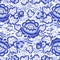 Blue floral textile vector seamless pattern