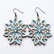 Blue Flower Earrings: Stylish Wooden Base With Sharp Lines And High Detail