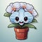 A blue flower with horns in a pot