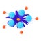 Blue flower icon isometric vector. Bloomed flower and multicolored molecule icon
