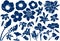 Blue Flower Silhouette Vector Illustration Pattern