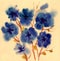 Blue Flowers painted in Watercolor