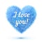 Blue fluffy heart with I love you sign