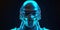 blue fluorescent neon cyborg robot generative ai