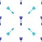 Blue Fly swatter icon isolated seamless pattern on white background. Vector