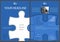 Blue Flyer Template with Puzzle Shape