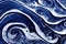 Blue foamy water swirl and navy wave flowing liquid motion abstract background. Fluid art resin epoxy craft acrylic