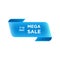 Blue folded round ribbon. Mega Sale banner template design. Big Mega sale special offer. Special offer banner for poster, flyer,